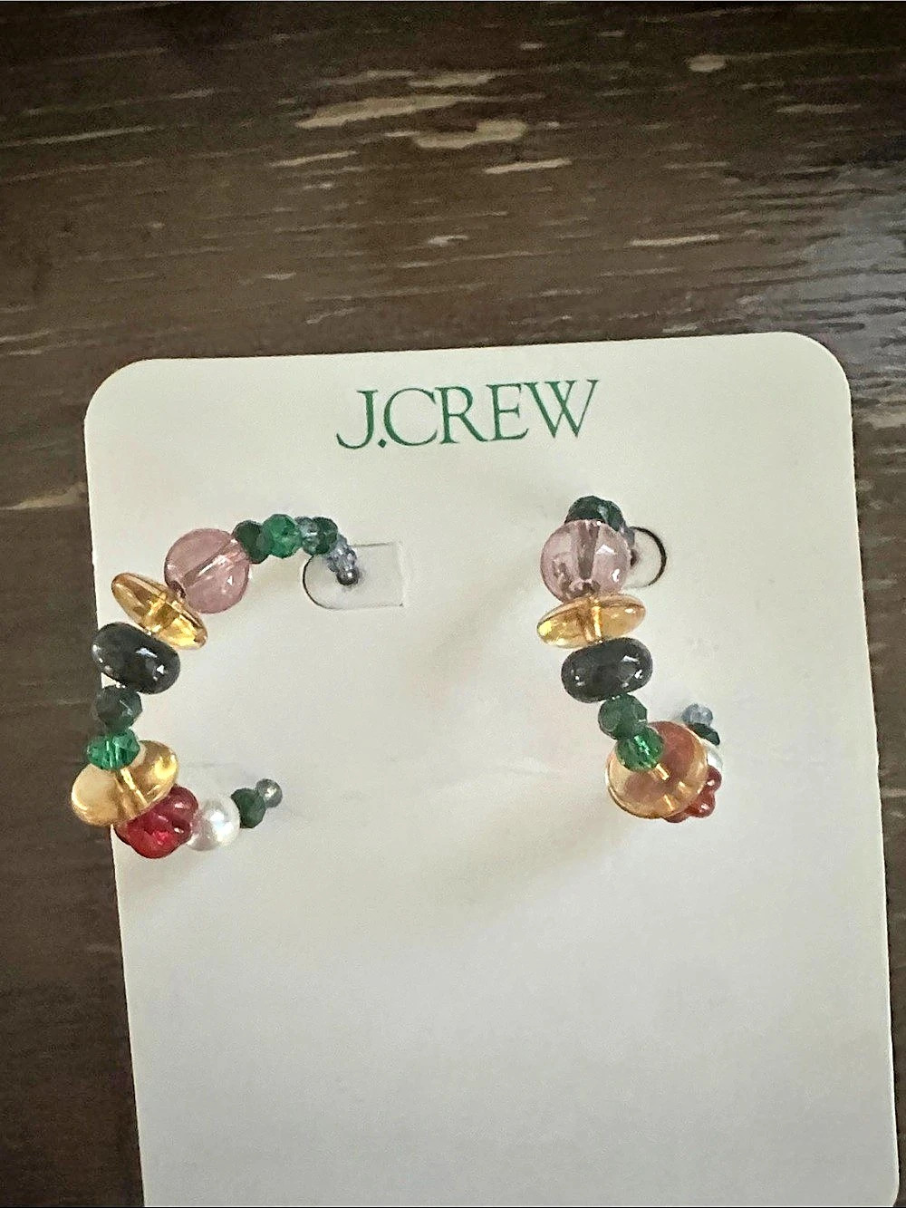 J.CREW Mixed Stone and Bead Hoops Multicolor & Gold